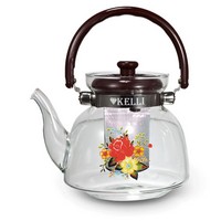 Жаропрочный стеклянный заварочный чайник 0.8л Kelli KL-3006