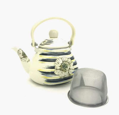 Заварочный эмалированный чайник с сеткой 1.5л Hoffmann HM-4545