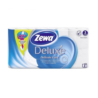 Туалетная бумага 3-х слойная 8 рулонов Zewa Deluxe Белая LE5366