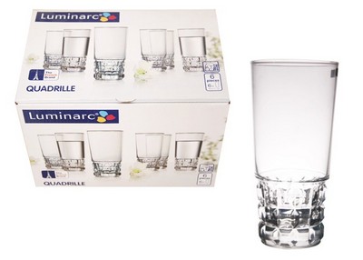 Набор высоких стаканов 330мл 6шт Luminarc Quadrille P4789